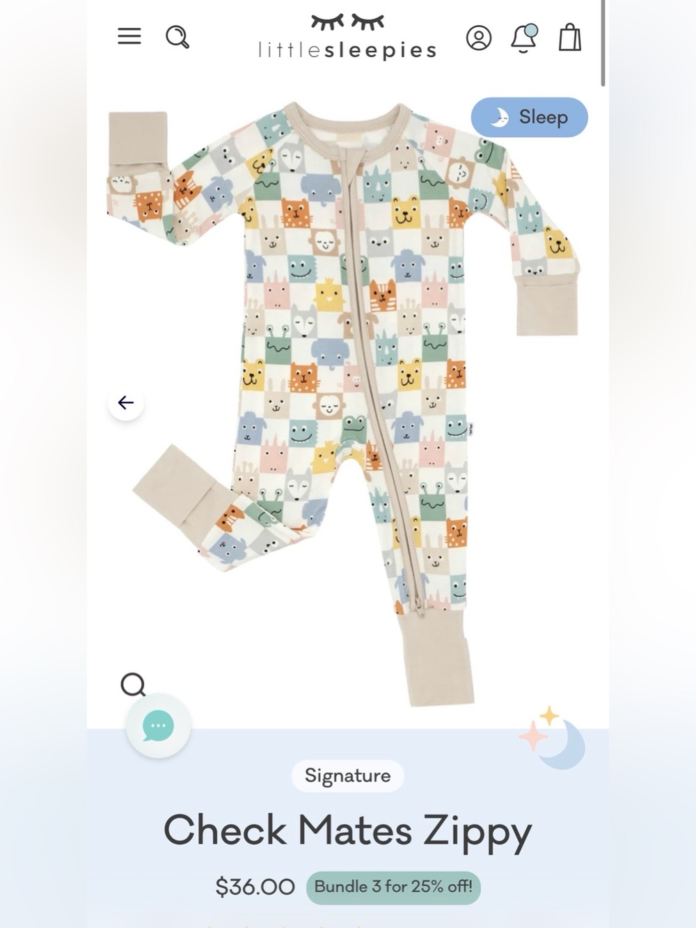 Little Sleepies Check Mates Zippy One-Piece